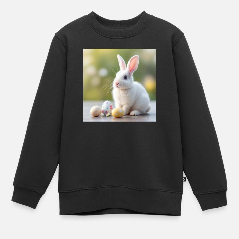 Weißer Hase Ostern - Kinder Premium Organic Sweatshirt - Schwarz