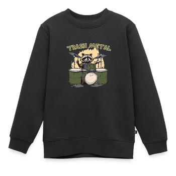 Trash Metal Raccoon Drums - Sweat Premium enfant bio - noir - Devant - AI Model Kid Female (0cm)