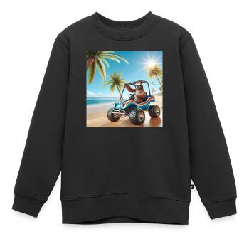 Faultier Wanderer Dünen Buggy - Kinder Premium Organic Sweatshirt - Schwarz - Vorne - AI Model Kid Female (0cm)