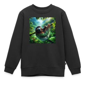 Vagabond paresseux Pura Vida - Sweat Premium enfant bio - noir - Devant - AI Model Kid Female (0cm)