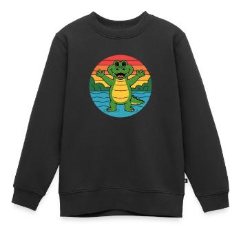 Alligator Retro Alligatoren - Kinder Premium Organic Sweatshirt - Schwarz - Vorne - AI Model Kid Female (0cm)