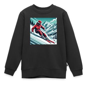 Dynamique et aventure : skier dans les Alpes - Sweat Premium enfant bio - noir - Devant - AI Model Kid Female (0cm)