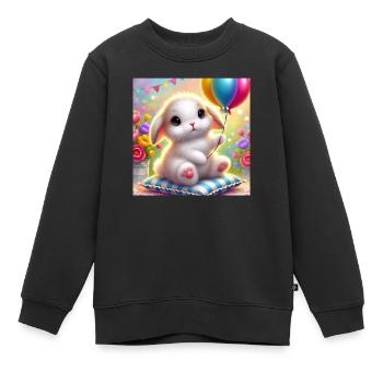 Niedlicher Hasen-Geburtstag - Bunt und fröhlich - Kinder Premium Organic Sweatshirt - Schwarz - Vorne - AI Model Kid Female (0cm)