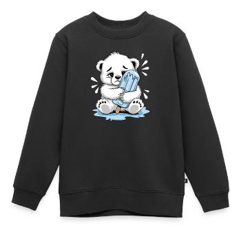 Schmelzen dahin – Trauriges Eisbärenjunges - Kinder Premium Organic Sweatshirt - Schwarz - Vorne - AI Model Kid Female (0cm)
