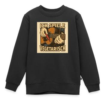 Gitarre ich spiele vegetarisch - Kinder Premium Organic Sweatshirt - Schwarz - Vorne - AI Model Kid Female (0cm)