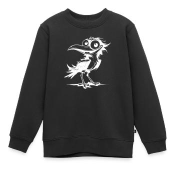 Spaßiger lachender Vogel mit goßen Augen - Kinder Premium Organic Sweatshirt - Schwarz - Vorne - AI Model Kid Female (0cm)