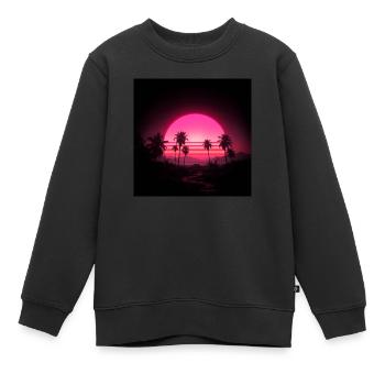 A dreamlike surreal image with high contrast an - Sweat Premium enfant bio - noir - Devant - AI Model Kid Female (0cm)