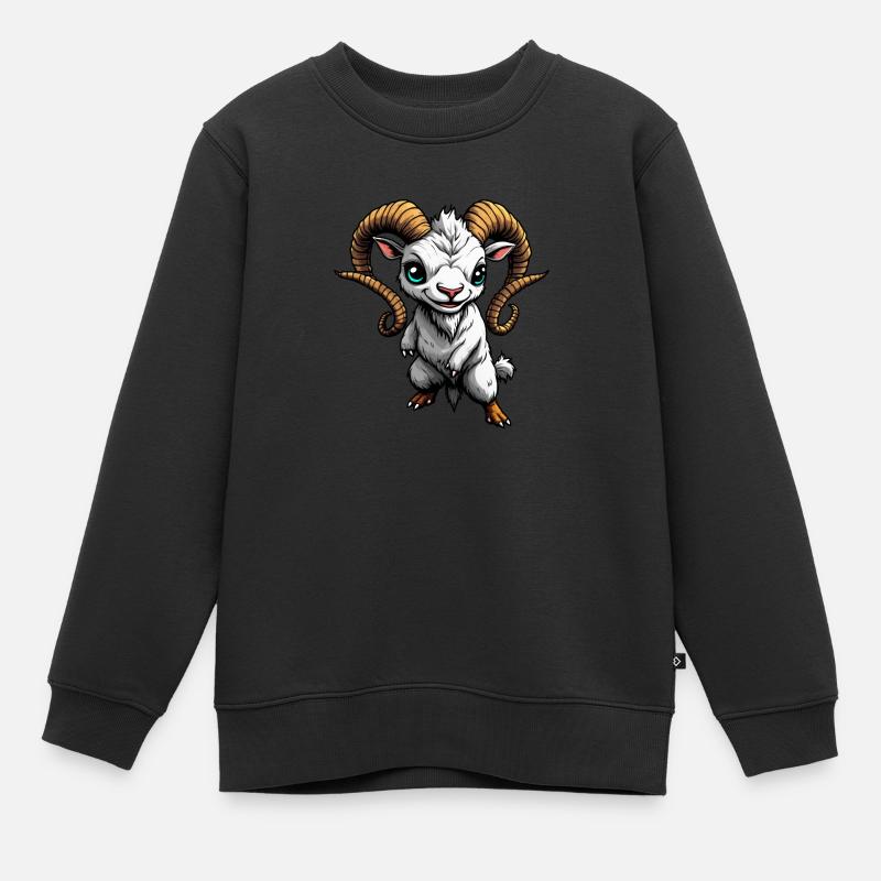Dessin animé Chèvre - Sweat Premium enfant bio - noir