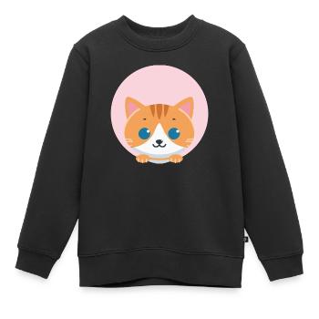 Orangene Katze - Kinder Premium Organic Sweatshirt - Schwarz - Vorne - AI Model Kid Female (0cm)