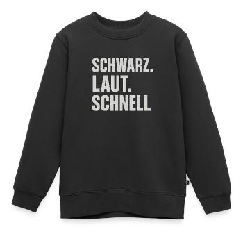 Schwarz Laut Schnell - Kinder Premium Organic Sweatshirt - Schwarz - Vorne - AI Model Kid Female (0cm)