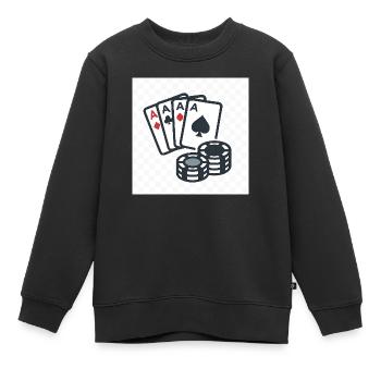 Poker : le jeu des rois et le maître du bluff - Sweat Premium enfant bio - noir - Devant - AI Model Kid Female (0cm)