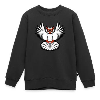 Eule Vogel Uhu Nachtvogel Schleiereule fliegt Cool - Kinder Premium Organic Sweatshirt - Schwarz - Vorne - AI Model Kid Female (0cm)