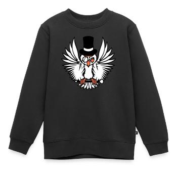 Sir Eule Zylinder Hut Monokel Brille reicher Herr - Kinder Premium Organic Sweatshirt - Schwarz - Vorne - AI Model Kid Female (0cm)