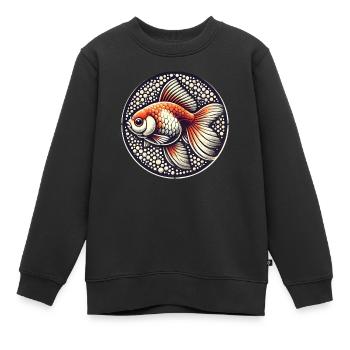 Poisson rouge - Sweat Premium enfant bio - noir - Devant - AI Model Kid Female (0cm)