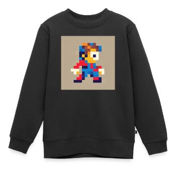 JETON NFT DESSIN ANIMÉ - Sweat Premium enfant bio - noir - Devant - AI Model Kid Female (0cm)