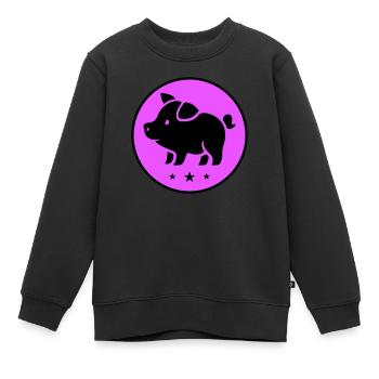 Schwein Ferkel Sau - Kinder Premium Organic Sweatshirt - Schwarz - Vorne - AI Model Kid Female (0cm)