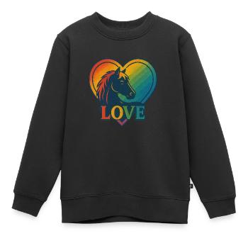 Pferdeliebe - Kinder Premium Organic Sweatshirt - Schwarz - Vorne - AI Model Kid Female (0cm)