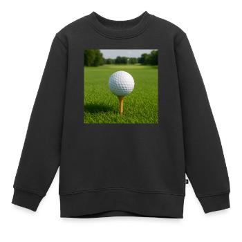 Sport - Golf, Golfball auf dem Abschlag - Kinder Premium Organic Sweatshirt - Schwarz - Vorne - AI Model Kid Female (0cm)