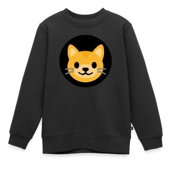 Visage de chat Noir | ~Relations avec NU | Vecteur - Sweat Premium enfant bio - noir - Devant - AI Model Kid Female (0cm)