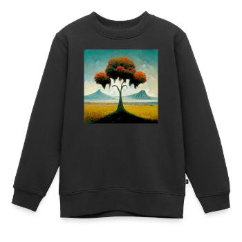 Surrreal Landschaft Baum Einsamkeit Berge - Kinder Premium Organic Sweatshirt - Schwarz - Vorne - AI Model Kid Female (0cm)