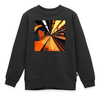 Grafik U-Bahn Station geometrisch warme Farben - Kinder Premium Organic Sweatshirt - Schwarz - Vorne - AI Model Kid Female (0cm)