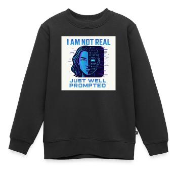 Mi-humain, mi-numérique - Sweat Premium enfant bio - noir - Devant - AI Model Kid Female (0cm)