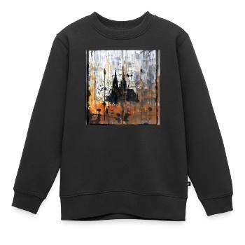 Graffiti Cologne cathédrale silhouette rouille fond - Sweat Premium enfant bio - noir - Devant - AI Model Kid Female (0cm)