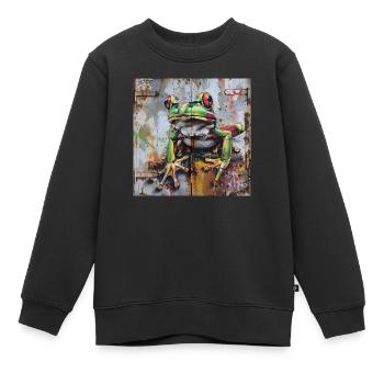 Graffiti grüner Frosch rostige Oberfläche - Kinder Premium Organic Sweatshirt - Schwarz - Vorne - AI Model Kid Female (0cm)