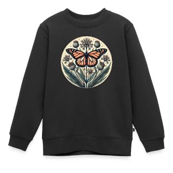 Papillon monarque vintage - Sweat Premium enfant bio - noir - Devant - AI Model Kid Female (0cm)