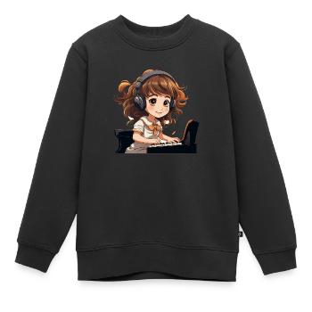 Le Petit Pianiste - Sweat Premium enfant bio - noir - Devant - AI Model Kid Female (0cm)