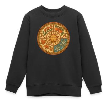 Saisons du millésime - Sweat Premium enfant bio - noir - Devant - AI Model Kid Female (0cm)
