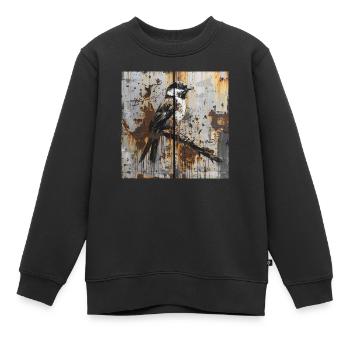 Graffiti Singvogel Ast Rost Metall Containertür - Kinder Premium Organic Sweatshirt - Schwarz - Vorne - AI Model Kid Female (0cm)