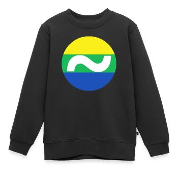 Drapeau Wave | ~Relations avec NU | Vecteur - Sweat Premium enfant bio - noir - Devant - AI Model Kid Female (0cm)