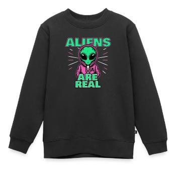 Aliens are Real - Kids Premium Organic Sweatshirt - black - Front - AI Model Kid Female (0cm)