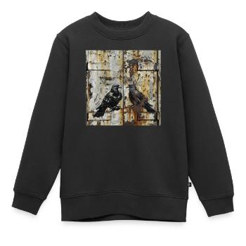 Graffiti Turteltauben Rost Metall urban Streetart - Kinder Premium Organic Sweatshirt - Schwarz - Vorne - AI Model Kid Female (0cm)