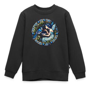 Blauhäher Fee - Kinder Premium Organic Sweatshirt - Schwarz - Vorne - AI Model Kid Female (0cm)