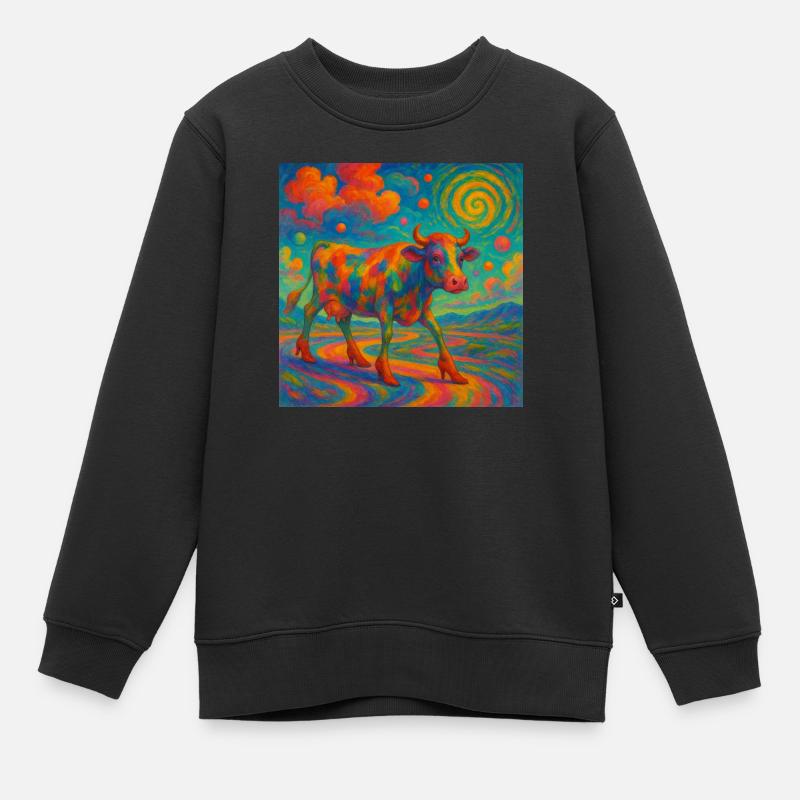 Vache colorée à Higheels - Sweat Premium enfant bio - noir