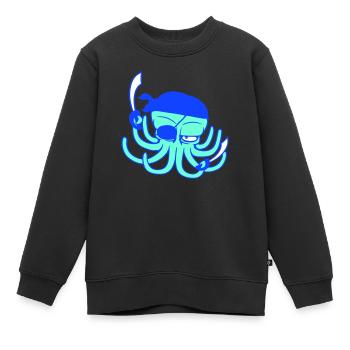 Oktopus Pirat Crew Kapitän Segler Freibeuter Segel - Kinder Premium Organic Sweatshirt - Schwarz - Vorne - AI Model Kid Female (0cm)