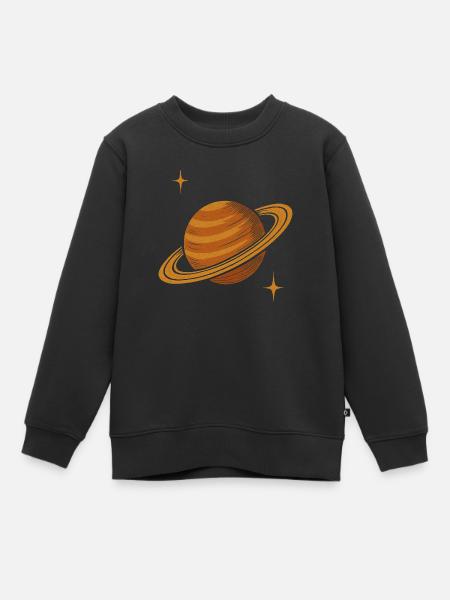 Planète Saturne rétro – Design spatial vintage - Sweat Premium enfant bio - noir