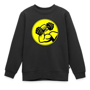 Muscles des haltères - Sweat Premium enfant bio - noir - Devant - AI Model Kid Female (0cm)