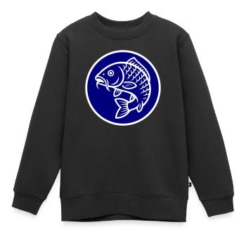 Icône de poisson carpe - Sweat Premium enfant bio - noir - Devant - AI Model Kid Female (0cm)