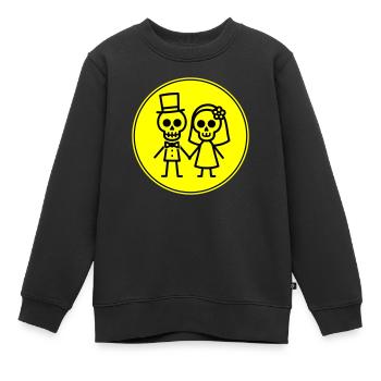 Mariage squelette drôle couple - Sweat Premium enfant bio - noir - Devant - AI Model Kid Female (0cm)