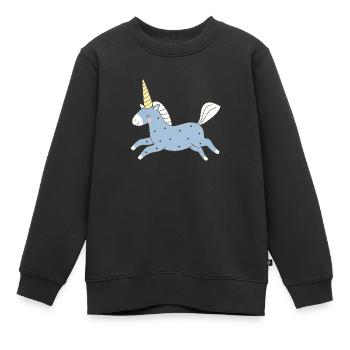 cute unicorn in blue - Kids Premium Organic Sweatshirt - black - Front - AI Model Kid Female (0cm)