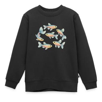 Pastellfische im Schwarm - Kinder Premium Organic Sweatshirt - Schwarz - Vorne - AI Model Kid Female (0cm)