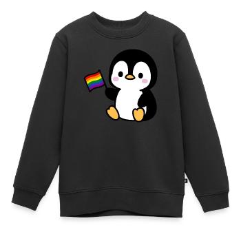 Pinguin mit Regenbogenfahne - Kinder Premium Organic Sweatshirt - Schwarz - Vorne - AI Model Kid Female (0cm)