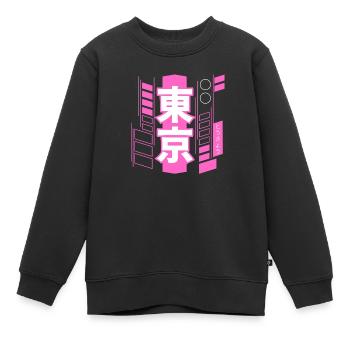 Tokyo Cyberpunk - Sweat Premium enfant bio - noir - Devant - AI Model Kid Female (0cm)