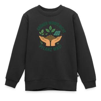 Gruener wird s nicht pflanz was - Kinder Premium Organic Sweatshirt - Schwarz - Vorne - AI Model Kid Female (0cm)