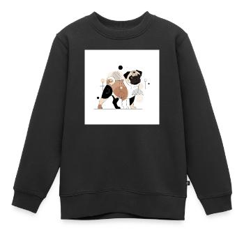 Mops - Kinder Premium Organic Sweatshirt - Schwarz - Vorne - AI Model Kid Female (0cm)