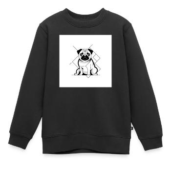 Mops Sitz - Kinder Premium Organic Sweatshirt - Schwarz - Vorne - AI Model Kid Female (0cm)