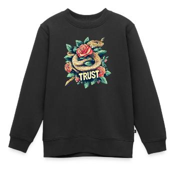 Trust – Schlange & Rosen. - Kinder Premium Organic Sweatshirt - Schwarz - Vorne - AI Model Kid Female (0cm)